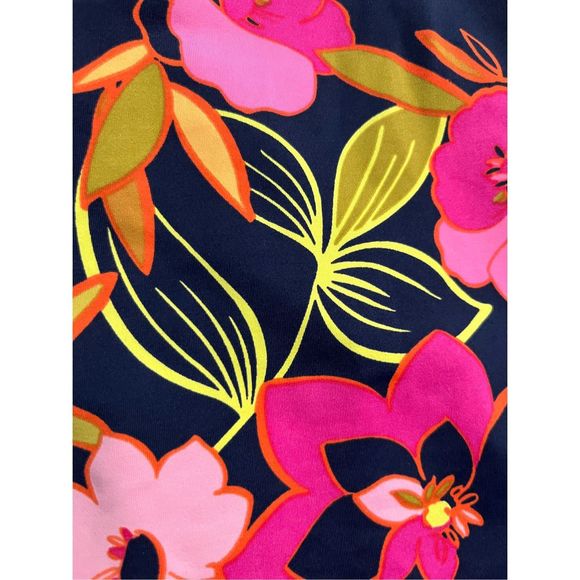 Lands’ End Plus Size 16 navy,pink, yellow floral skort bathing suit bottom/top. - Picture 4 of 8